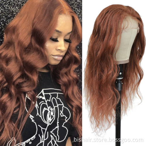 Wholesale Brown Auburn Lace Frontal Wigs Body Wave 13x4 Lace Wigs For Black Women Pre Plucked Brazilian Human Hair Remy Wig 150%